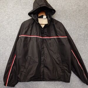 Vintage Gore Tex Windbreaker Jacket Mens L Black Stripe Hoodie Track SUB 4 USA